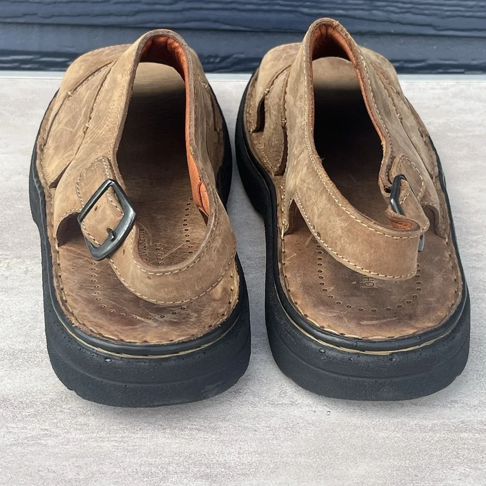 Johnston & Murphy‎ Passport Buckle Leather Sandals Mens Size 13 Brown Portugal